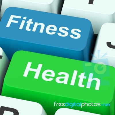 Fitness Health Keys Shows Healthy Lifestyle Stock Image