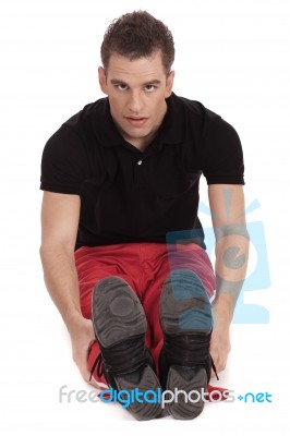 Fitness Man Streching Leg Stock Photo