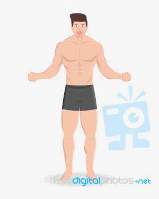 Fitness Muscular Healthy Man Stand And Smile Stock Image