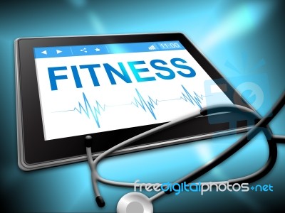 Fitness Tablet Shows Healthy Living And Exercise Stock Image