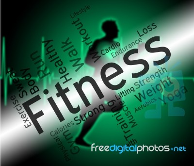 Fitness Words Means Physical Activity And Exercise Stock Image