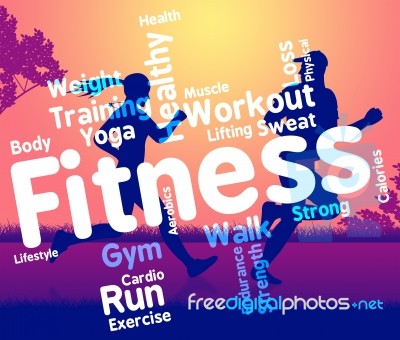 Fitness Words Represents Physical Activity And Aerobic Stock Image