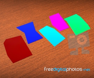 Five Blank Paper Slips Show Copyspace For 5 Letter Word Stock Image