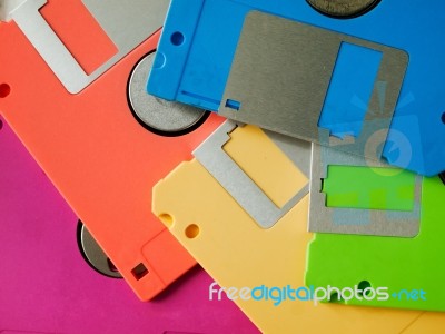 Five Color Of Old Floppy Disk Stock Photo