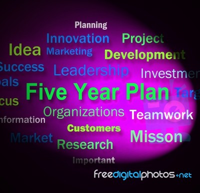 Five Year Plan Words Means Strategy For Next 5 Years Stock Image