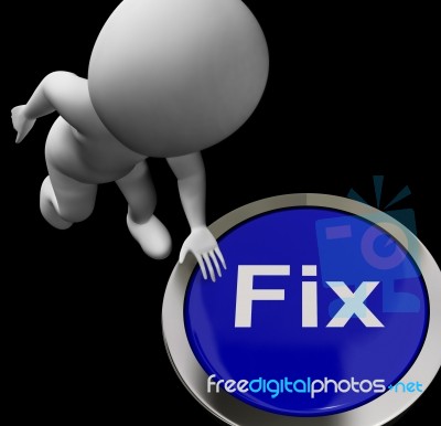 Fix Button Means Repair Mend Or Restore Stock Image