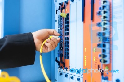 Fix Network Switch In Data Center Room Stock Photo