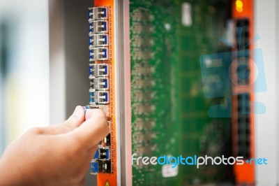 Fix Network Switch In Data Center Room Stock Photo