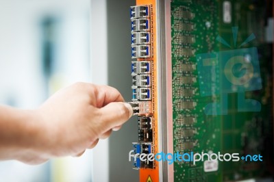 Fix Network Switch In Data Center Room Stock Photo