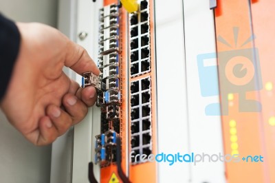 Fix Network Switch In Data Center Room Stock Photo