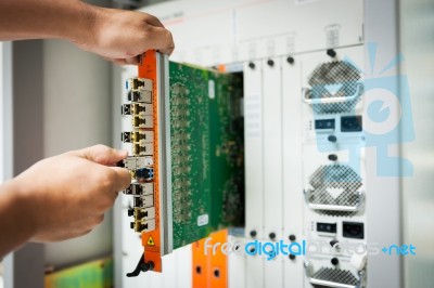 Fix Network Switch In Data Center Room Stock Photo