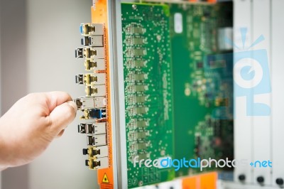 Fix Network Switch In Data Center Room Stock Photo