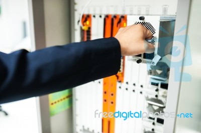 Fix Network Switch In Data Center Room Stock Photo