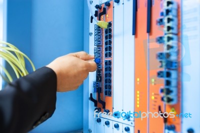 Fix Network Switch In Data Center Room Stock Photo