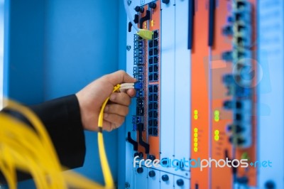 Fix Network Switch In Data Center Room Stock Photo