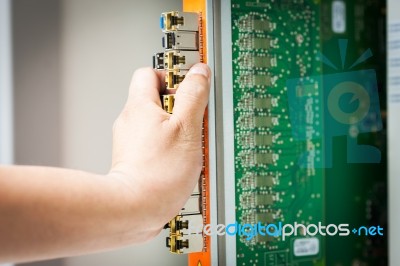 Fix Network Switch In Data Center Room Stock Photo