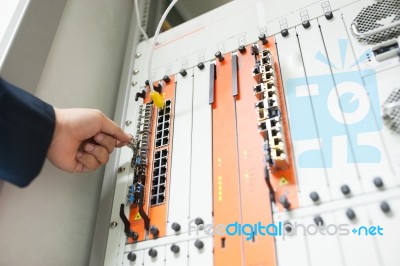 Fix Network Switch In Data Center Room Stock Photo