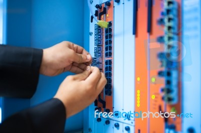 Fix Network Switch In Data Center Room Stock Photo