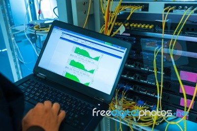 Fix Network Switch In Data Center Room Stock Photo