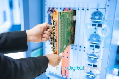 Fix Network Switch In Data Center Room Stock Photo