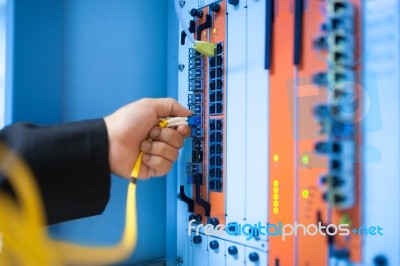 Fix Network Switch In Data Center Room Stock Photo