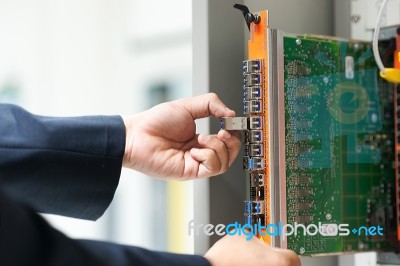 Fix Network Switch In Data Center Room Stock Photo