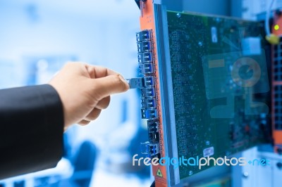 Fix Network Switch In Data Center Room Stock Photo