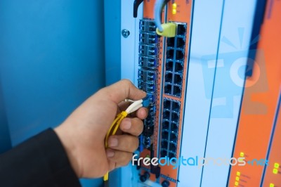 Fix Network Switch In Data Center Room Stock Photo