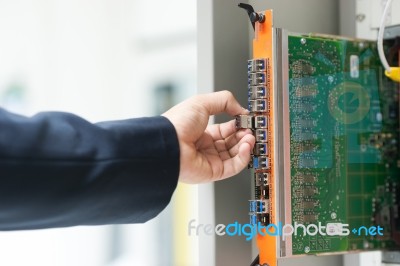 Fix Network Switch In Data Center Room Stock Photo