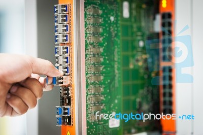 Fix Network Switch In Data Center Room Stock Photo