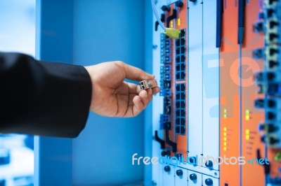 Fix Network Switch In Data Center Room Stock Photo