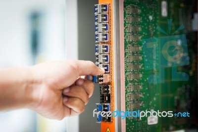 Fix Network Switch In Data Center Room Stock Photo