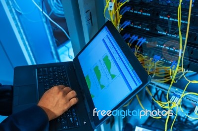 Fix Network Switch In Data Center Room Stock Photo