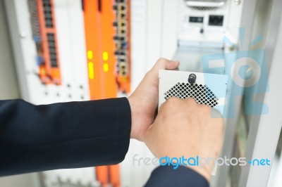 Fix Network Switch In Data Center Room Stock Photo