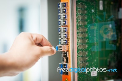 Fix Network Switch In Data Center Room Stock Photo