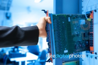 Fix Network Switch In Data Center Room Stock Photo