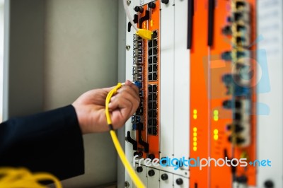 Fix Network Switch In Data Center Room Stock Photo