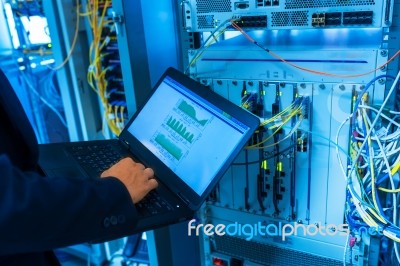 Fix Network Switch In Data Center Room Stock Photo