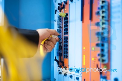 Fix Network Switch In Data Center Room Stock Photo