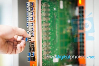 Fix Network Switch In Data Center Room Stock Photo