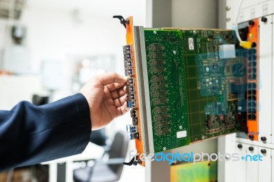 Fix Network Switch In Data Center Room Stock Photo