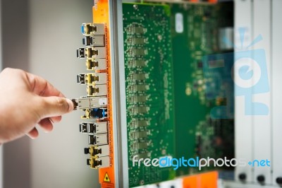 Fix Network Switch In Data Center Room Stock Photo