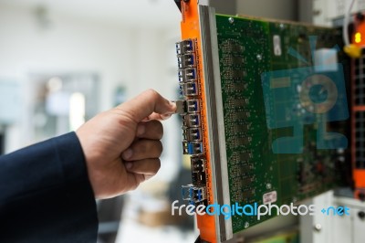 Fix Network Switch In Data Center Room Stock Photo