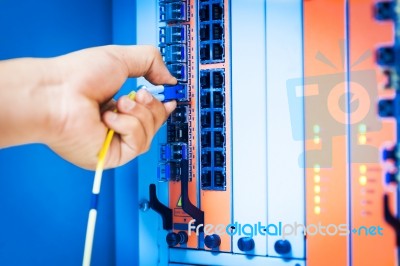 Fix Network Switch In Data Center Room Stock Photo