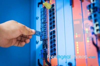 Fix Network Switch In Data Center Room Stock Photo