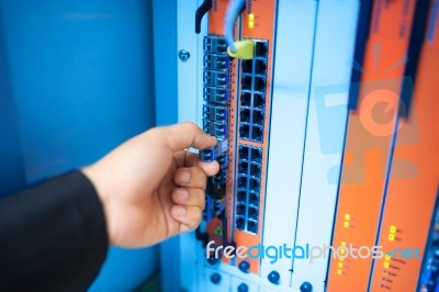 Fix Network Switch In Data Center Room Stock Photo