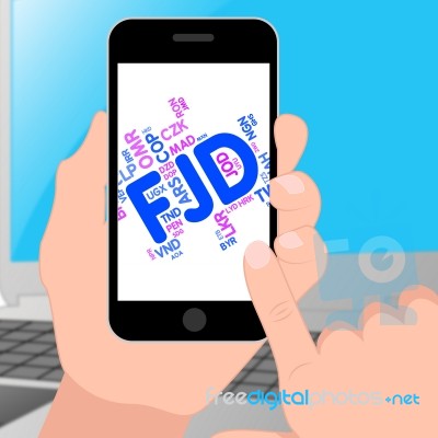 Fjd Currency Represents Fiji Dollar And Broker Stock Image