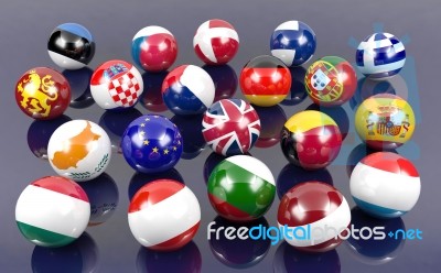 Flag Balls Of Euro Member Countries Stock Image