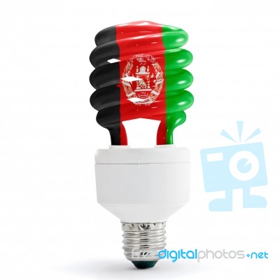 Flag Of Afghanistan On Bulb Stock Photo