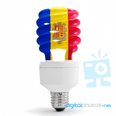 Flag Of Andorra On Bulb Stock Photo